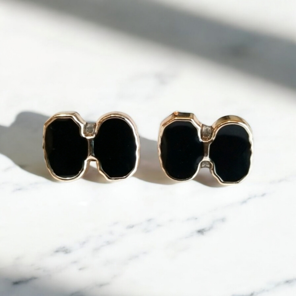 Black Enamel Minimalist Earrings